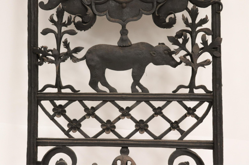 French 19th C. Foliate Wrought Iron Arched Panel