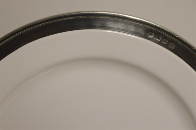 Italian Pewter &amp; White Ceramic Partial Service