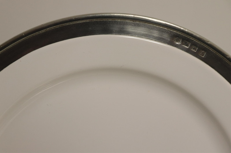 Italian Pewter &amp; White Ceramic Partial Service