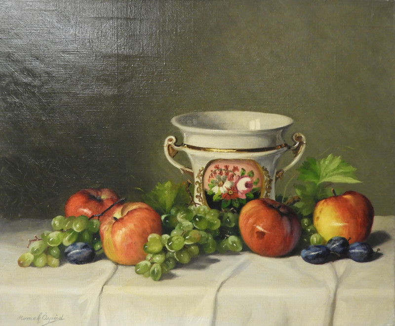 Romek Árpád - Still Life with Fruits &amp; Vase
