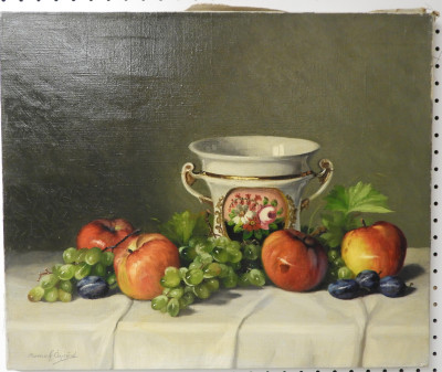 Romek Árpád - Still Life with Fruits &amp; Vase