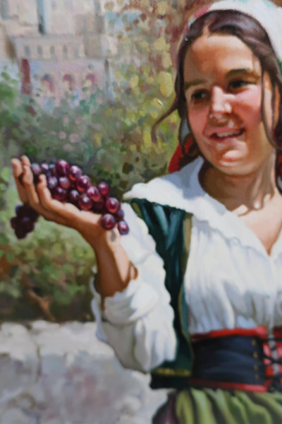 F. A. Giugliano - Girl with Fruit Basket &amp; Hen