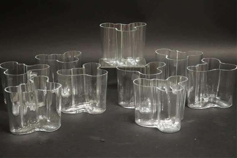 9 Alvar Aalto Clear Glass Vases