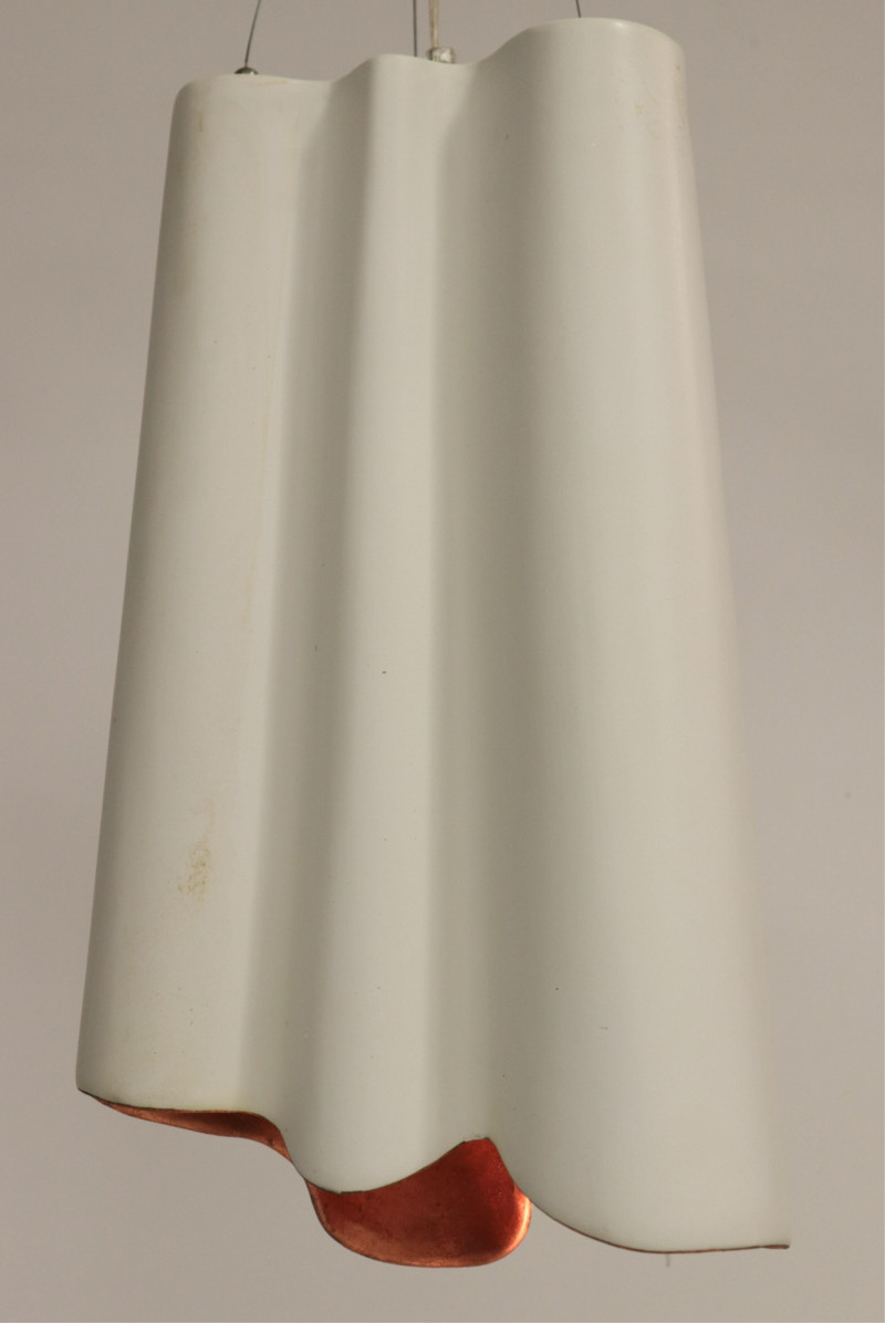 Copper &amp; White Ceramic &quot;Hanging Drape&quot; Lantern