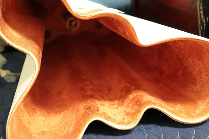 Copper &amp; White Ceramic &quot;Hanging Drape&quot; Lantern