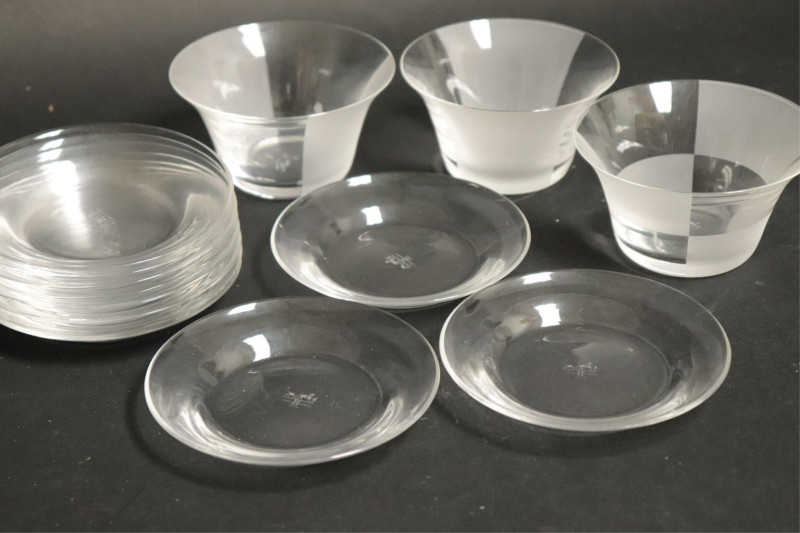 Hermes Etched Glass Bowls &amp; 12 Nut Dishes