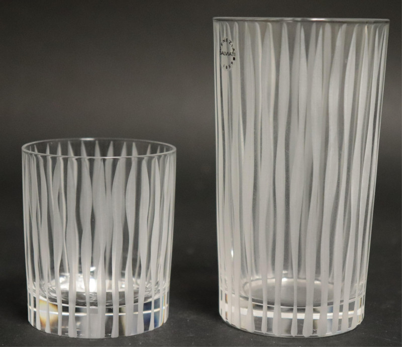 10 Salviati Etched Glass Cups
