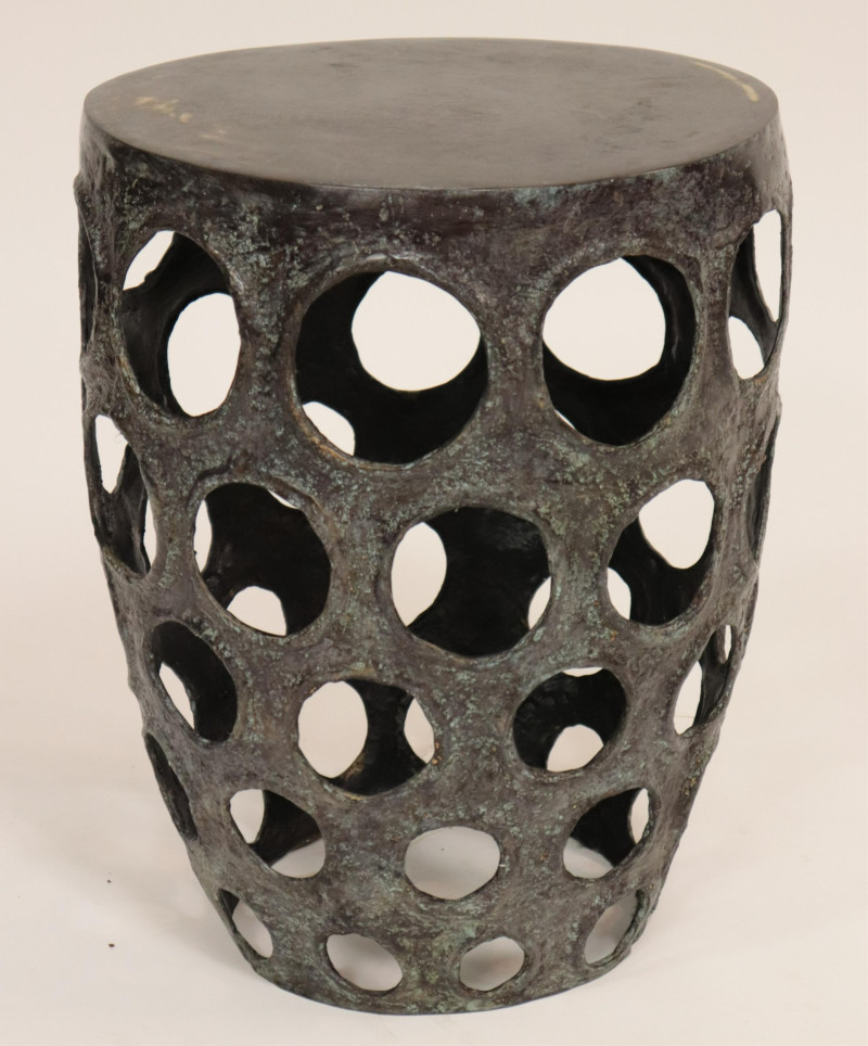 Brutalist Bronze Garden Stool