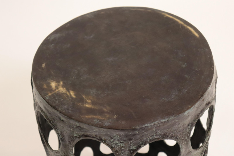 Brutalist Bronze Garden Stool