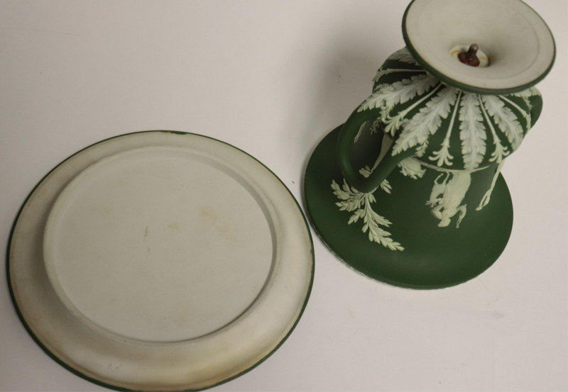 Wedgwood Dark Green Jasper Dip Urn, Cheese Dome