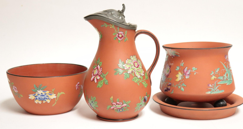 3 Wedgwood Rosso Antico Containers