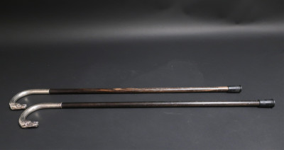 2 Wooden &amp; Sterling Horse Head Canes