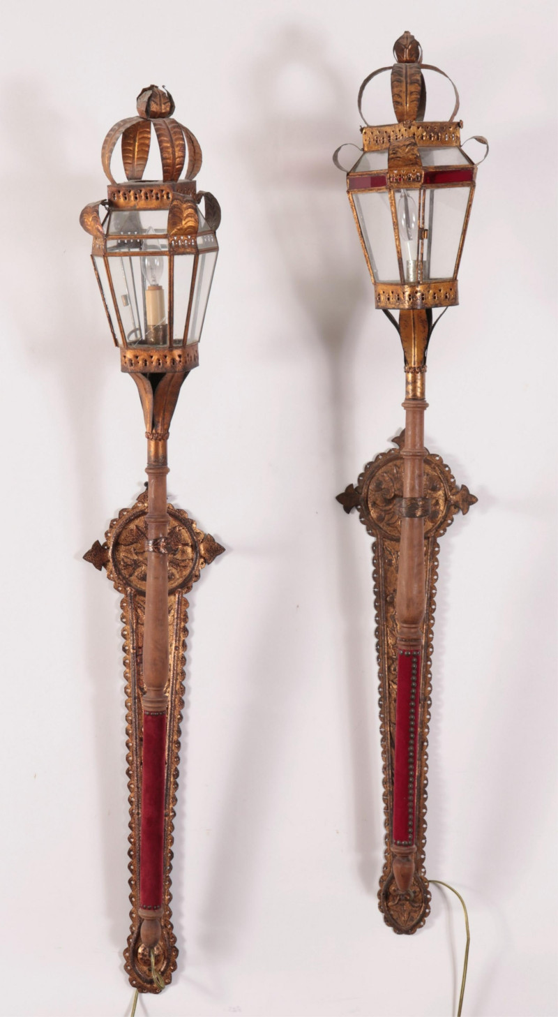 Near Pair Ornate Continental Wall Torchieres