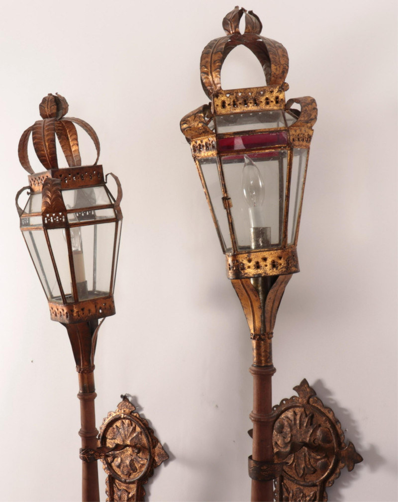 Near Pair Ornate Continental Wall Torchieres