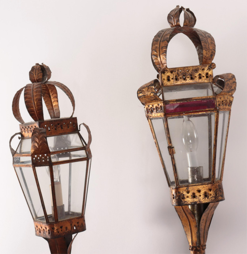 Near Pair Ornate Continental Wall Torchieres