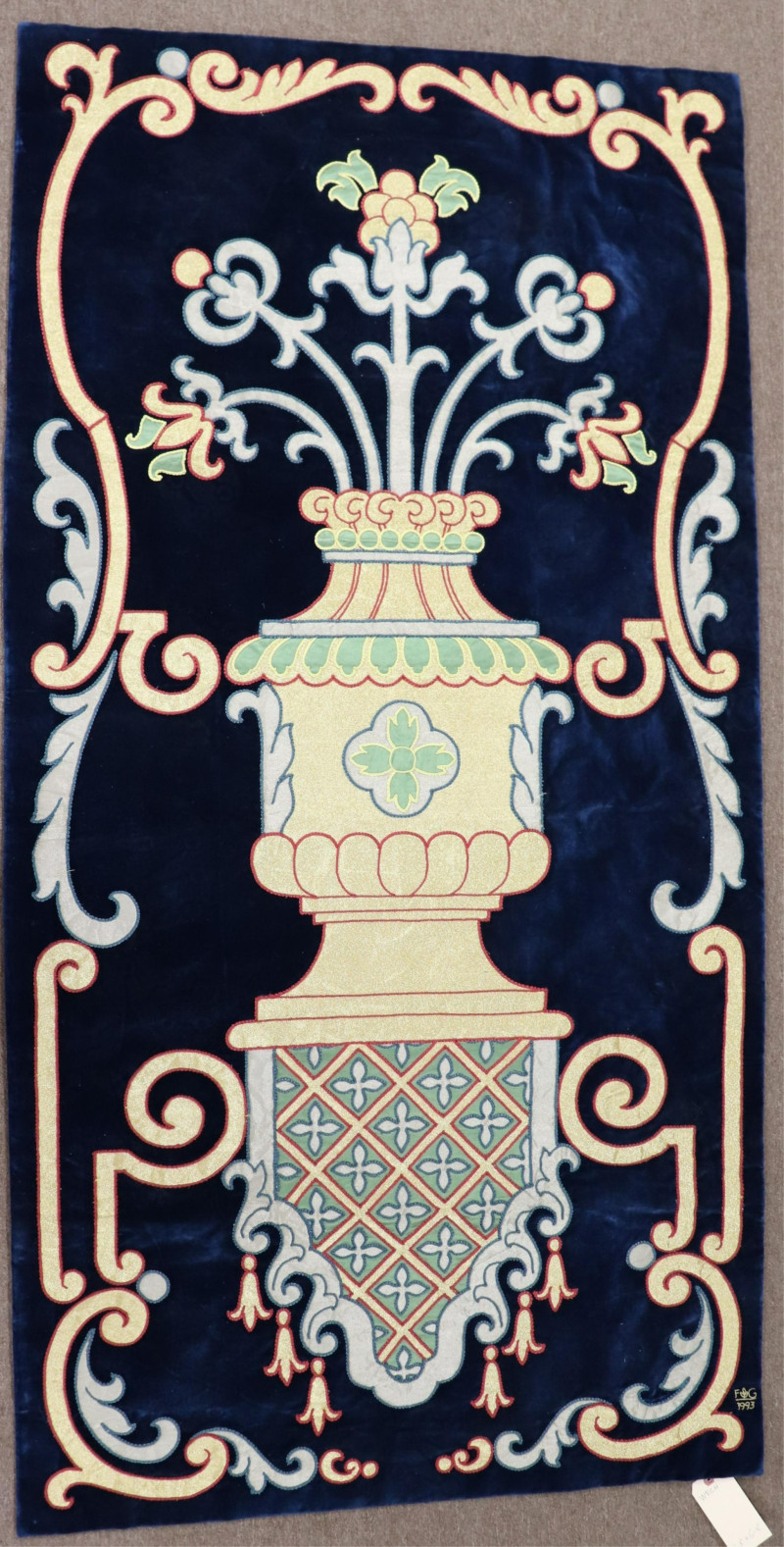 Spanish Silk Velvet Tapestry, urn design