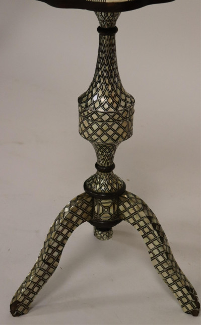 Inlaid Indo-Persian Table and a Side Chair