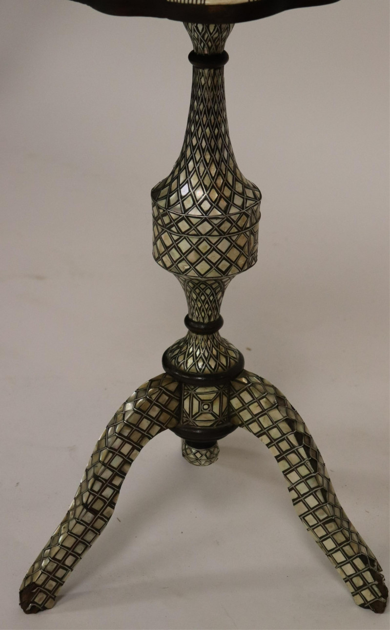 Inlaid Indo-Persian Table and a Side Chair