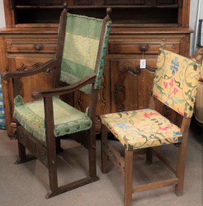 Antique Spanish Armchair and a Side Chair