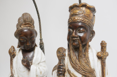 Pair of Chinese Style Figural Ceramic Lamps