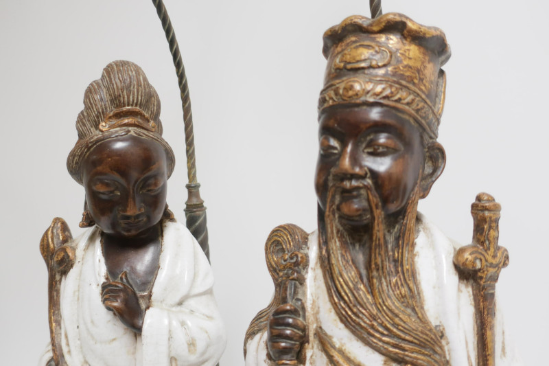 Pair of Chinese Style Figural Ceramic Lamps