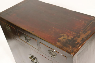 Asian Black Lacquered Storage Cabinet