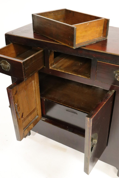 Asian Black Lacquered Storage Cabinet
